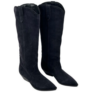 MARC FISHER LTD Ander Dark Blue Suede Western Knee High Boots Womens 9M New $325